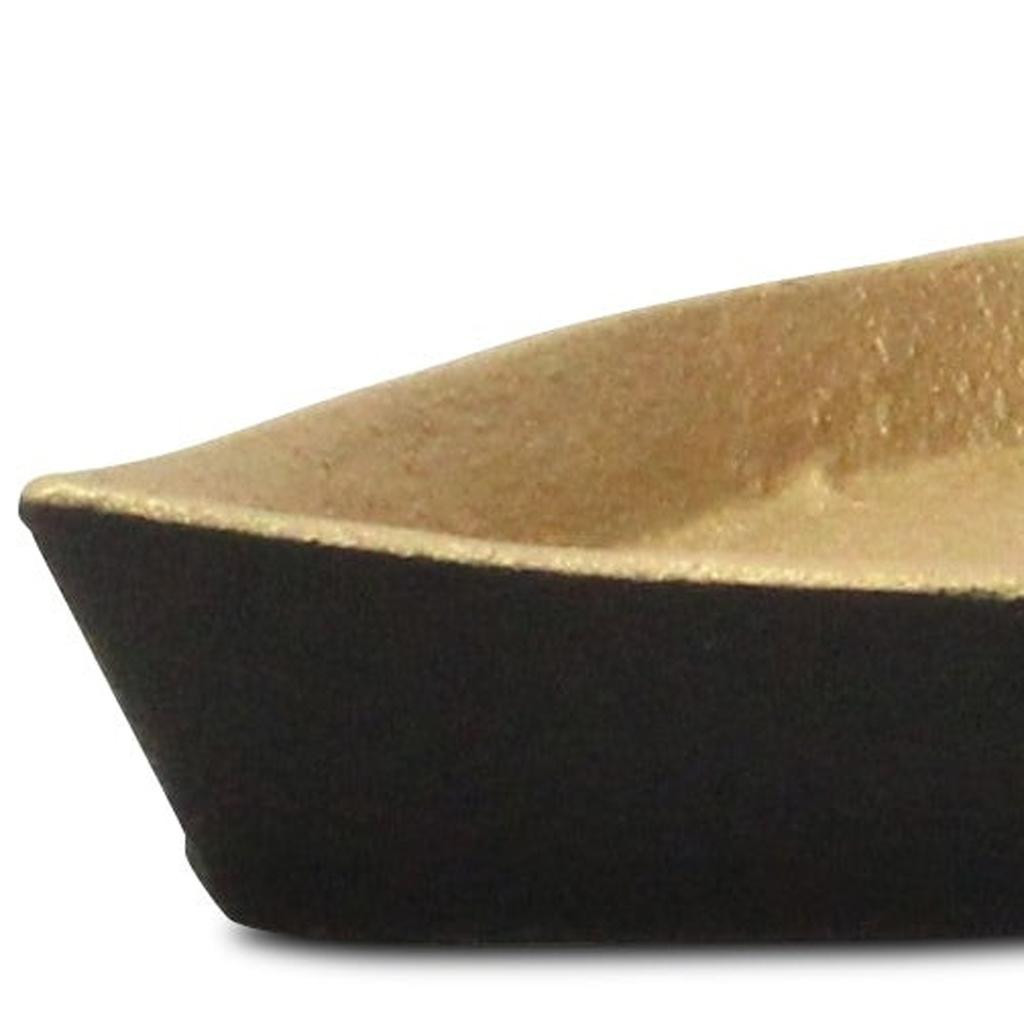 Picture of HomeRoots 634796 10 in. Black & Gold Cast Iron Oval Boat Shaped Tray