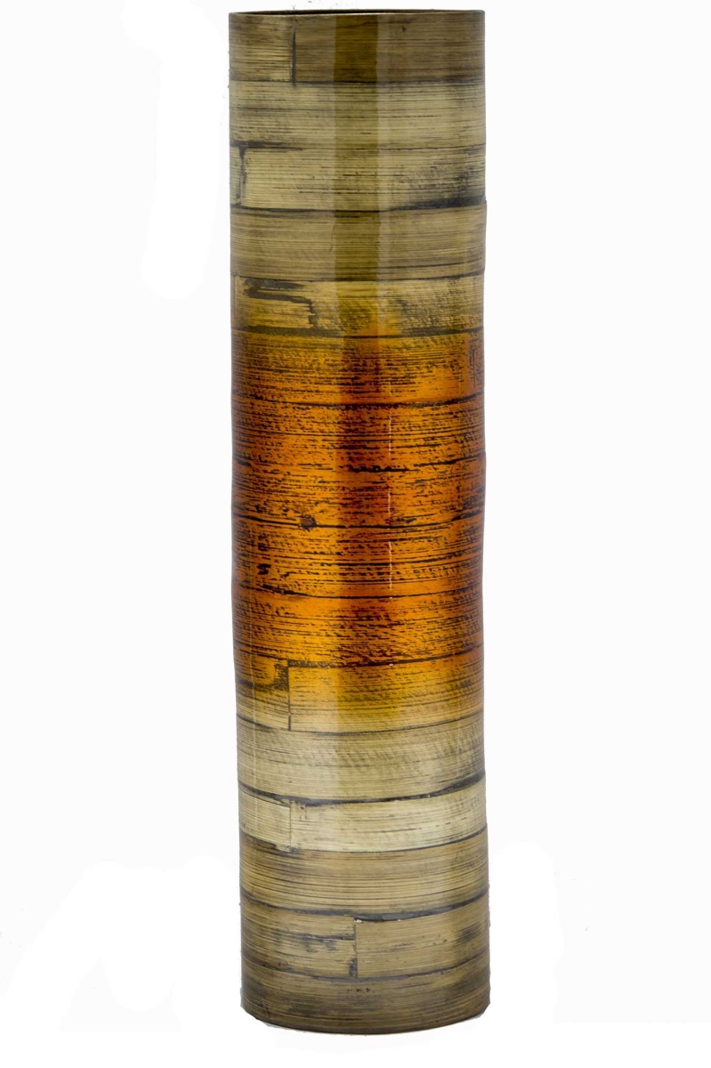 319776 24 In. Spun Bamboo Stovepipe Vase - Metallic Orange & Natural Bamboo
