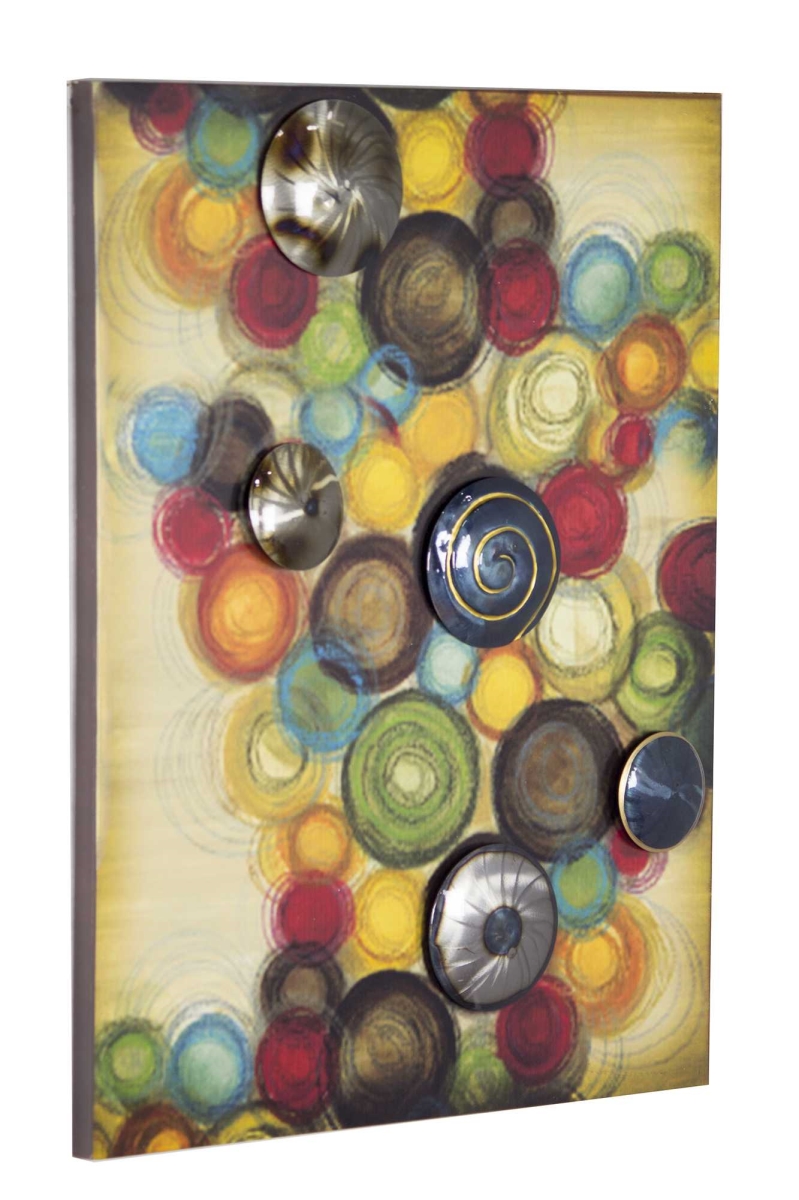 319795 Large Vertical Wall Panel With 3d Metal Circles - Metallic Multicolor
