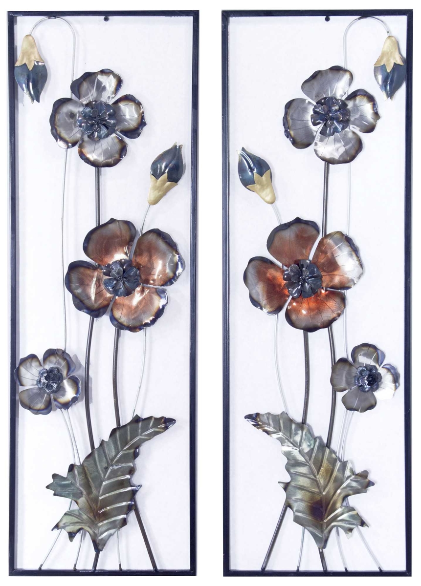 319808 Midnight Garden Primrose Vertical Wall Panel, Metallic Multicolor - Set Of 2