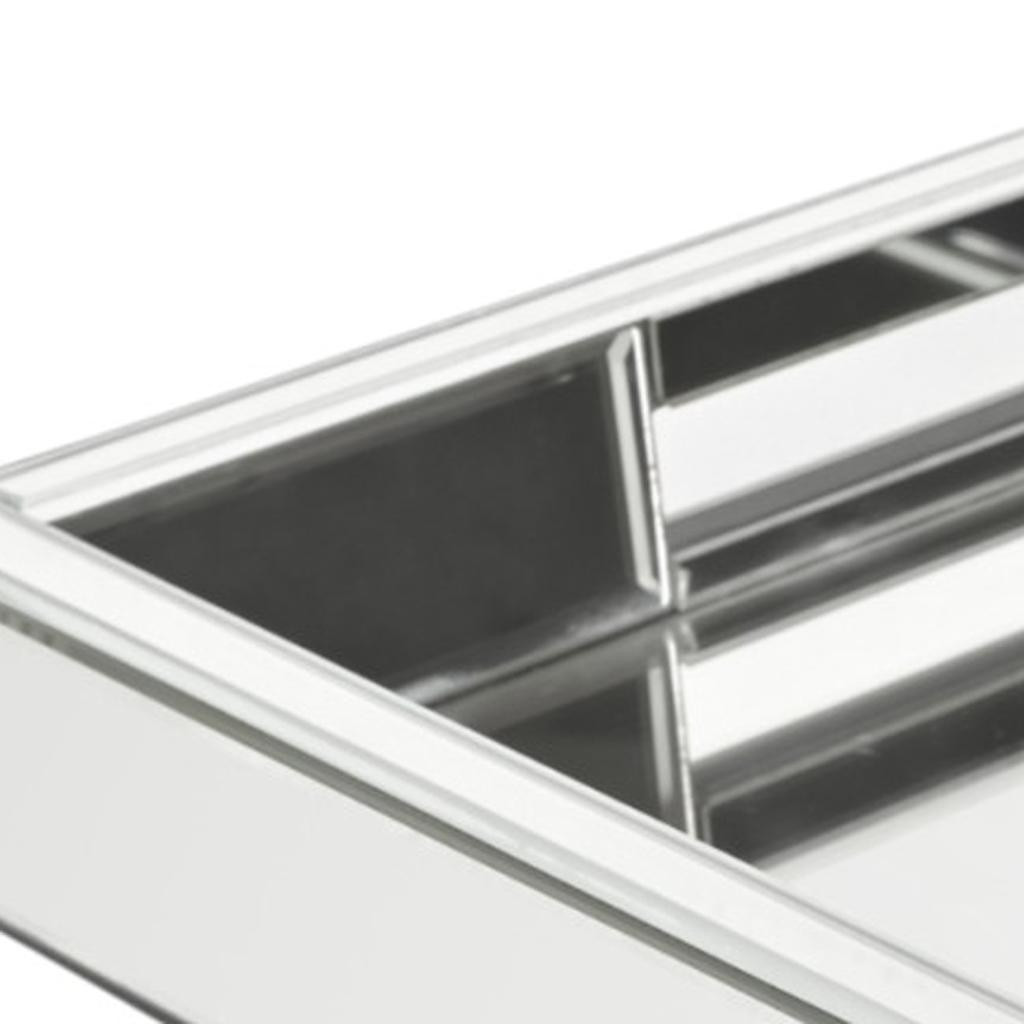 Picture of HomeRoots 643671 16 in. Silver Mirrored Glass Serving Tray with Handles