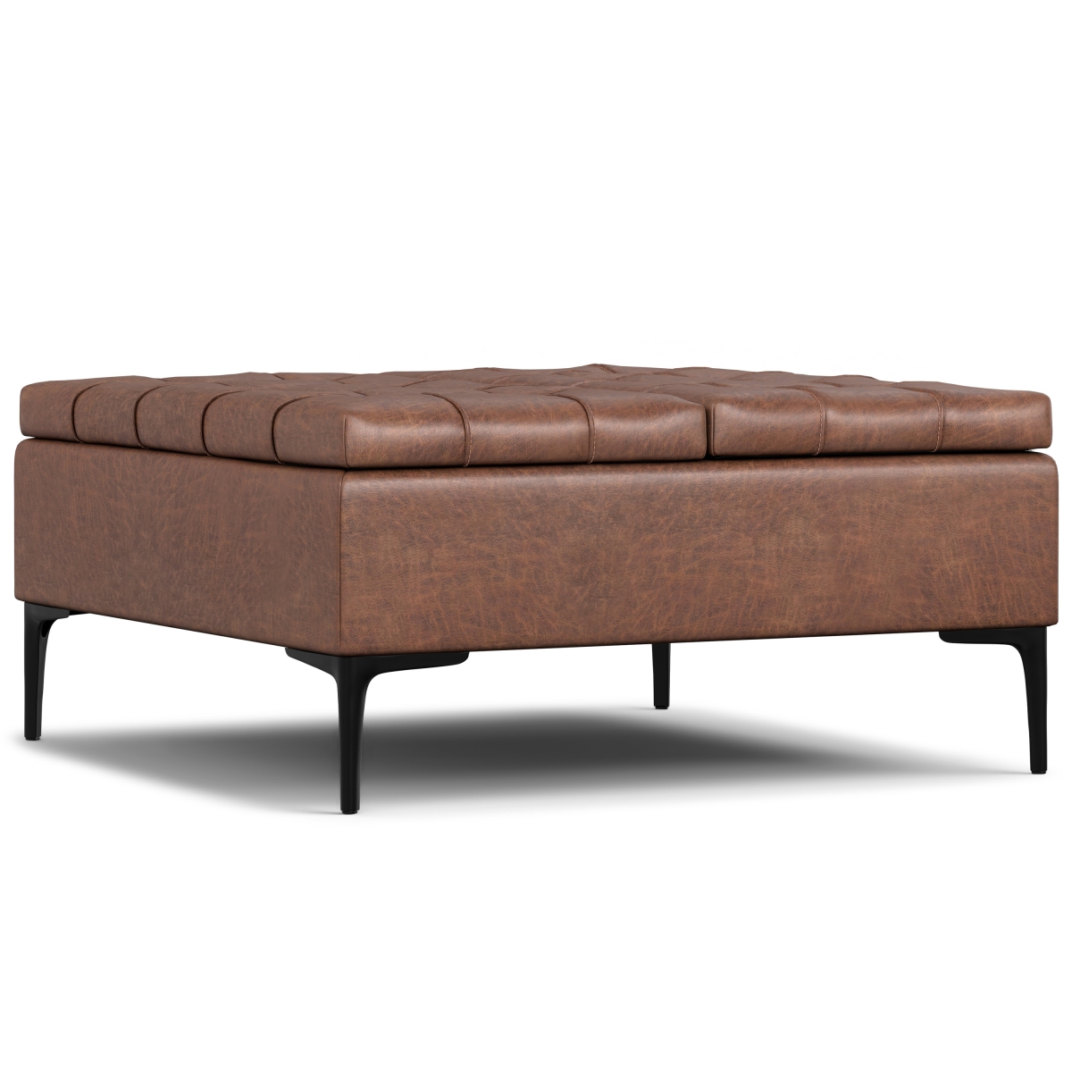 640183 18 x 36 x 36 in. Black & Brown Upholstery Storage Ottoman