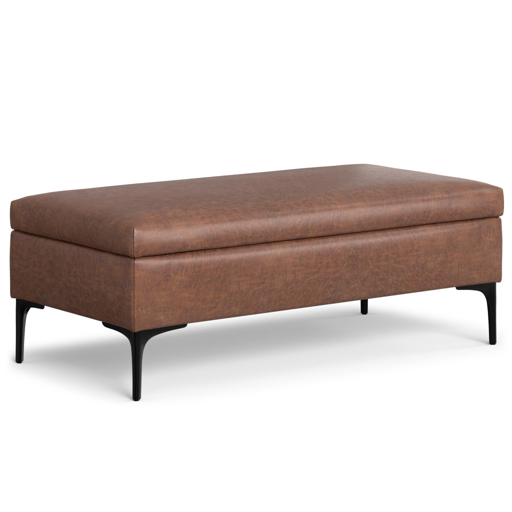 640465 18 x 48 x 24 in. Black & Brown Upholstery Storage Ottoman