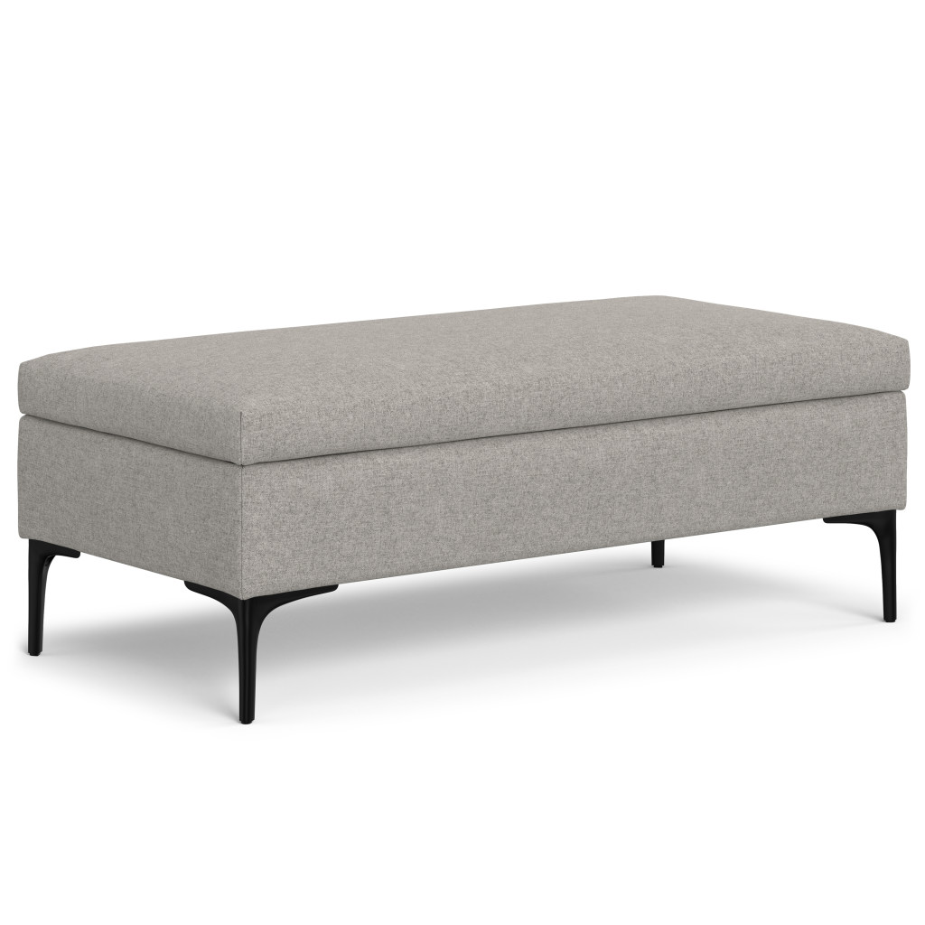 640409 18 x 48 x 24 in. Black & Cloud Upholstery Storage Ottoman