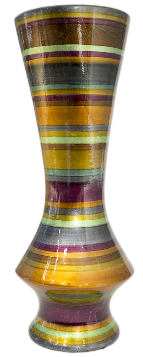 294556 24 X 10 X 10 In. Stripes Ceramic Floor Vase