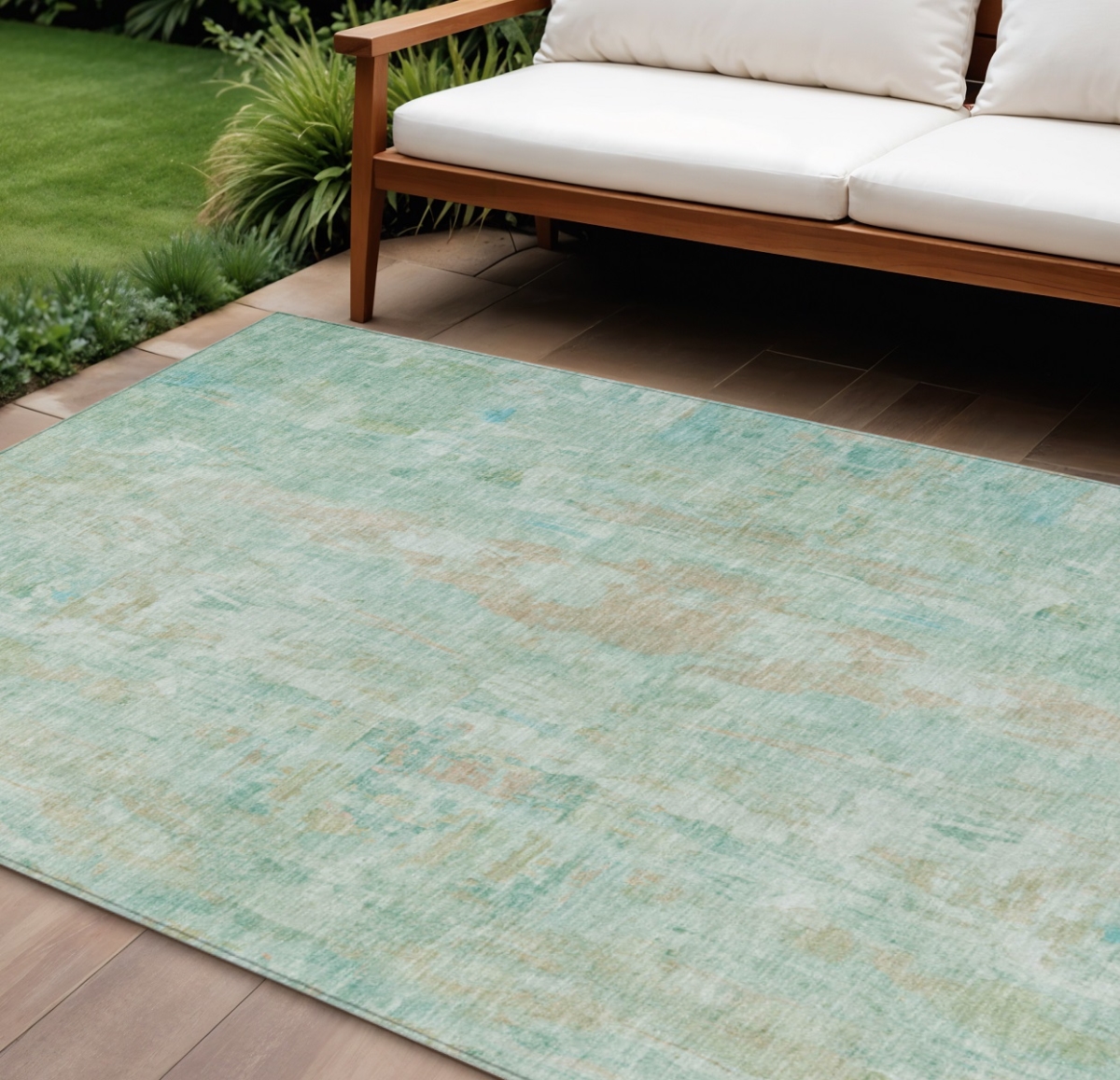 UPC 199477315806 product image for 658752 10 x 14 ft. Turquoise & Copper Abstract Washable Transitional Indoor & Ou | upcitemdb.com