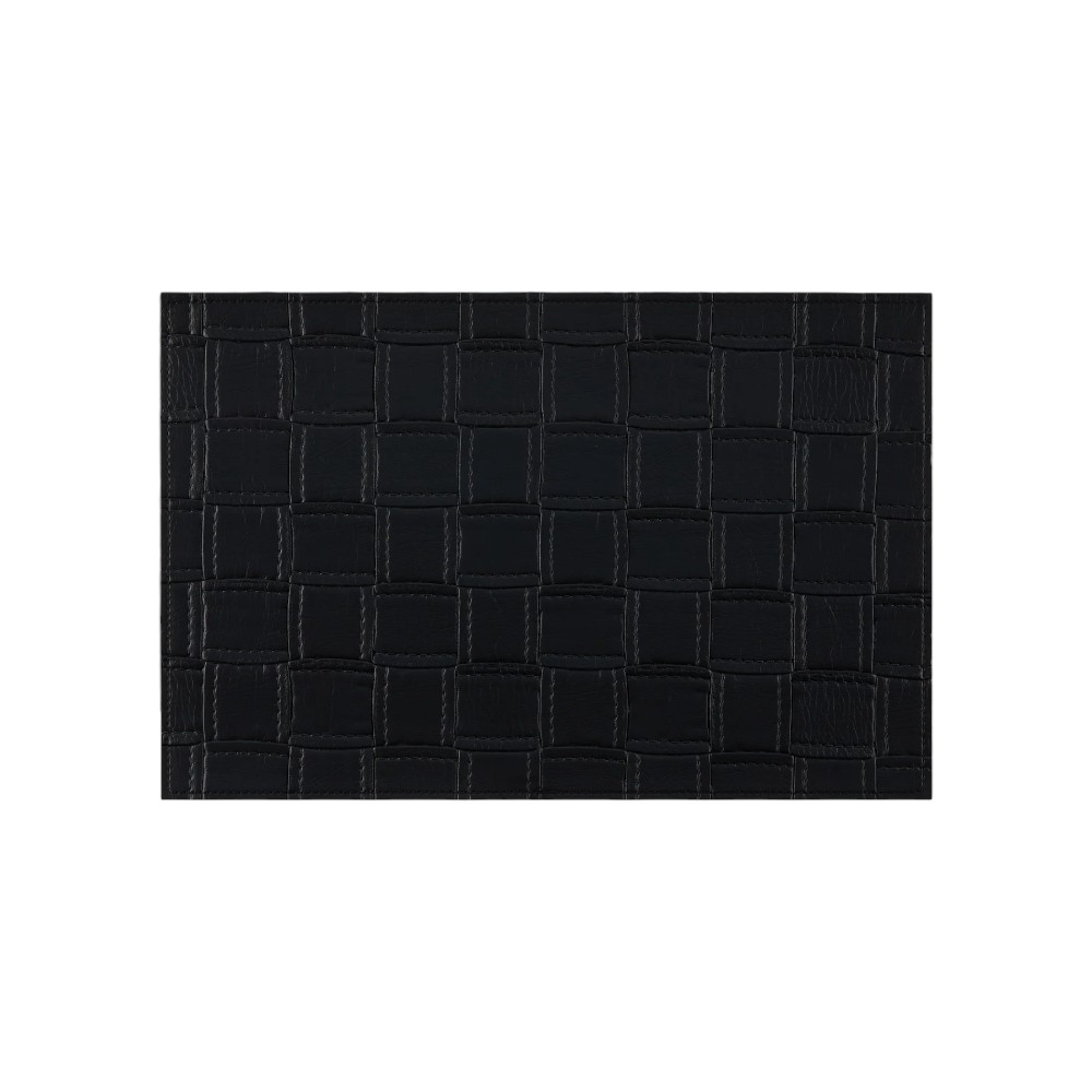 Picture of HomeRoots 653657 18 in. Black Basketweave Faux Leather Placemats - Set of 4