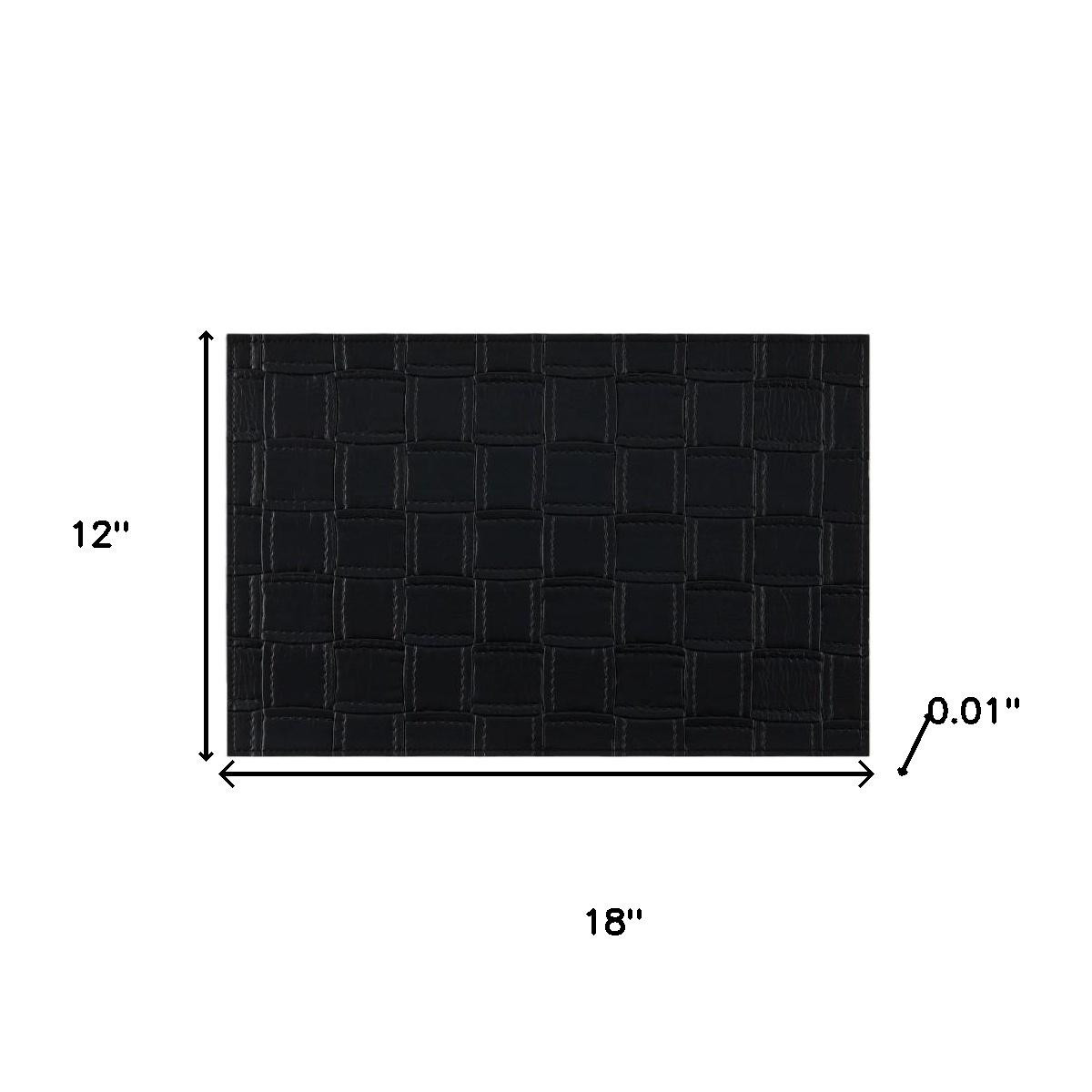 Picture of HomeRoots 653657 18 in. Black Basketweave Faux Leather Placemats - Set of 4
