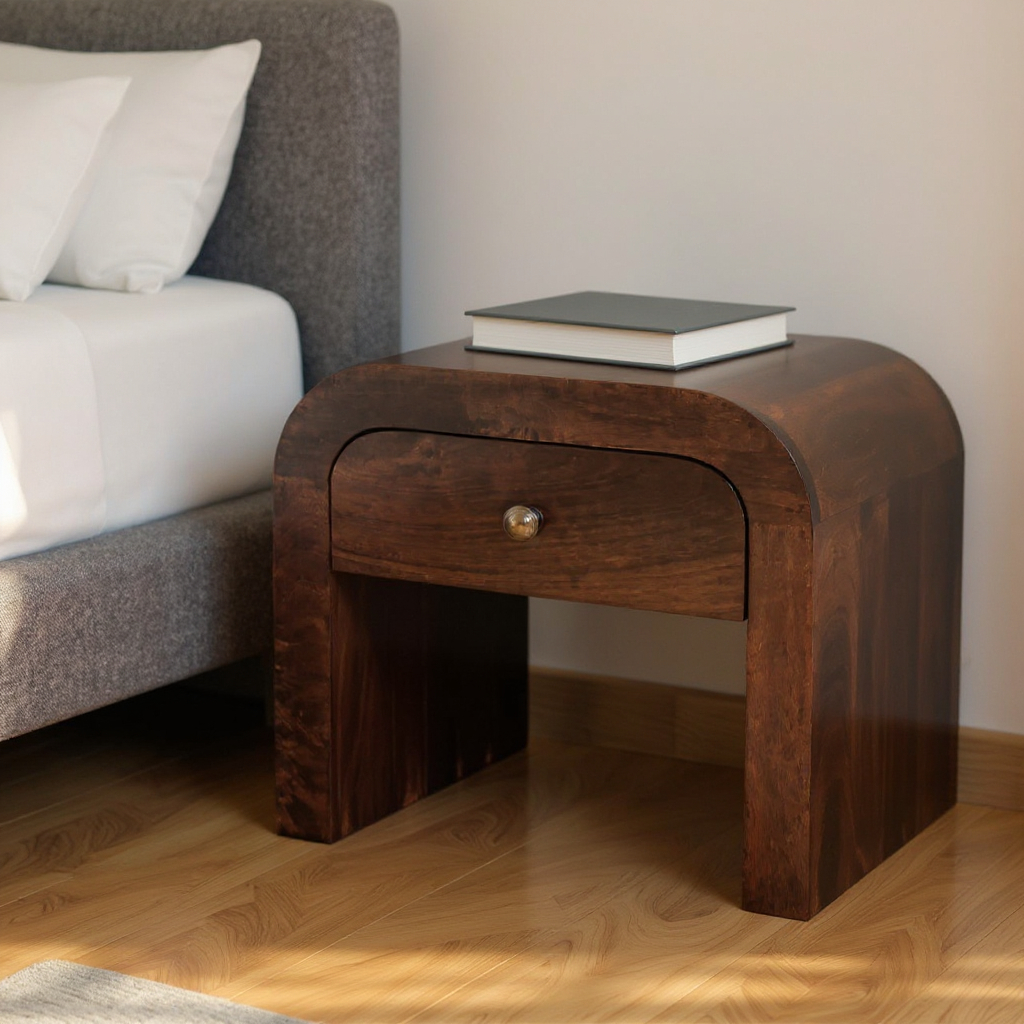 653817 15.70 x 17.70 x 13.80 in. Walnut Solid Wood 1 Drawer Nightstand