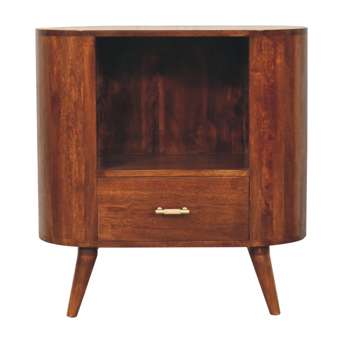 654288 30 in. Chestnut Solid Wood Oval Accent Cabinet with 1 Drawer