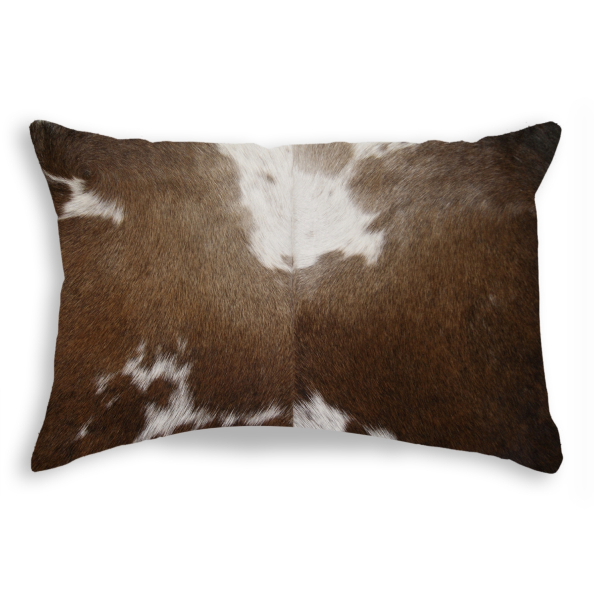 Home Roots Beddings 328242 Cowhide Pillow, Chocolate & White - 12 X 20 In.