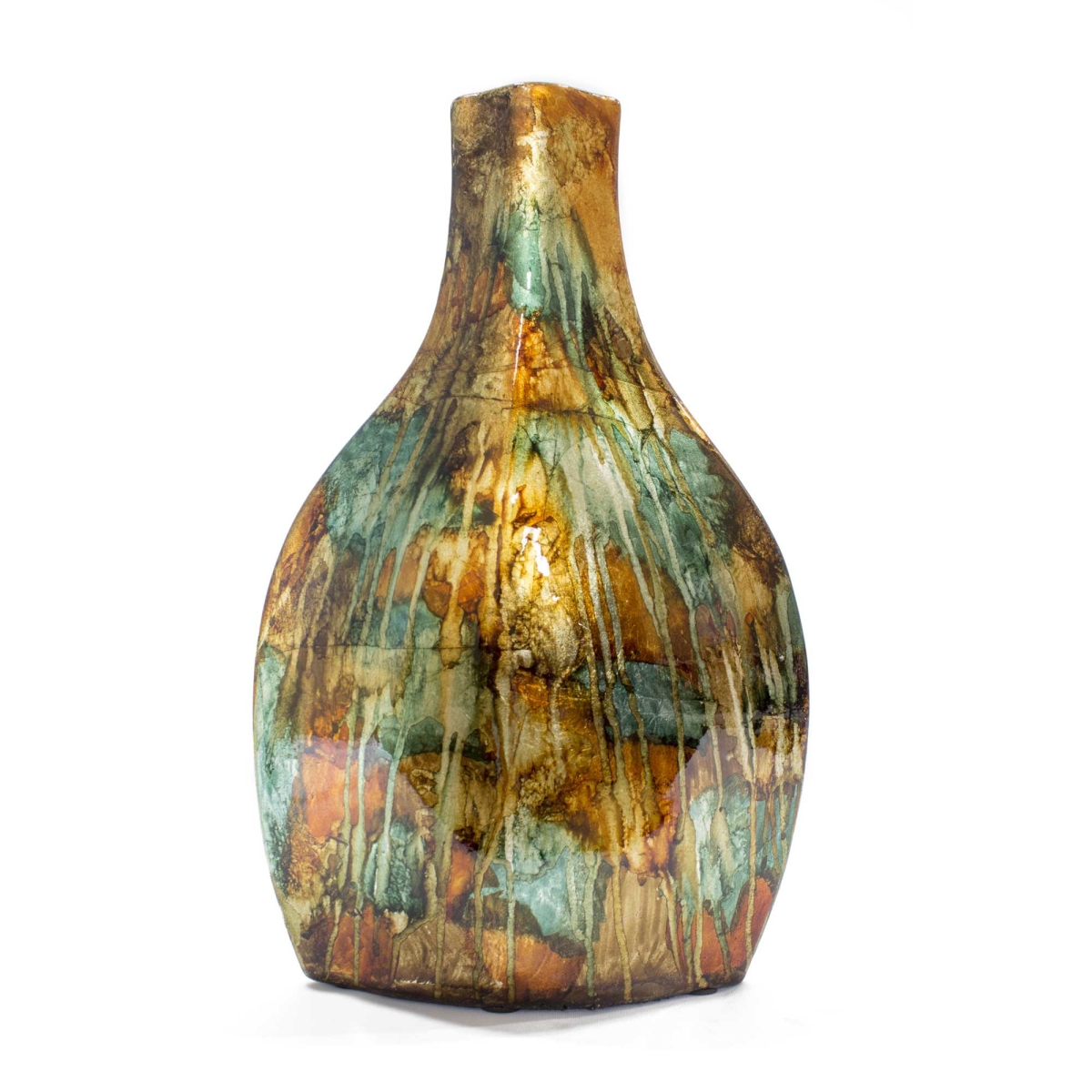 Home Roots Beddings 328610 Ceramic Table Vase, Copper, Red & Gold - 16 In.
