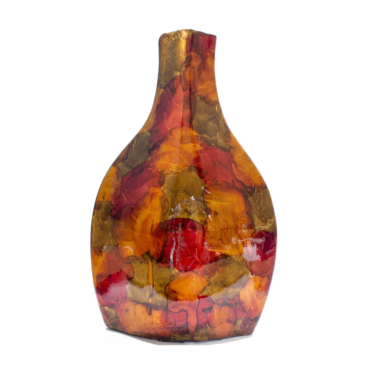 Home Roots Beddings 328611 Ceramic Table Vase, Gold, Copper & Brown - 16 In.