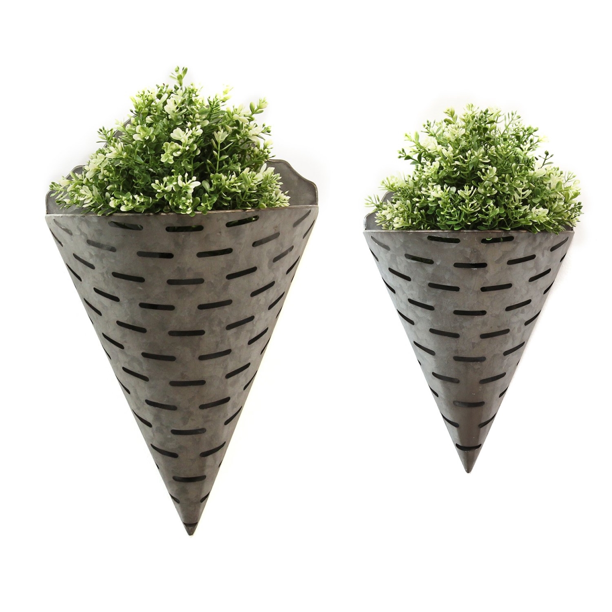Home Roots Beddings 331483 Bucket Wall Planters, Galvanized - Set Of 2