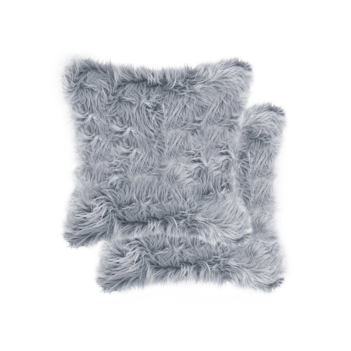 Home Roots Beddings 332241 Faux Fur Pillow, Grey - 18 X 18 In. - Pack Of 2