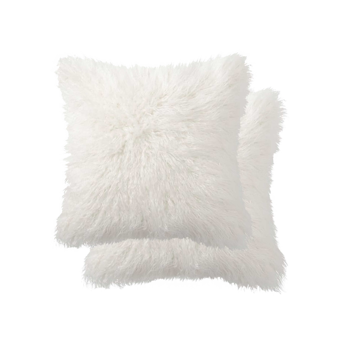 Home Roots Beddings 332242 Faux Fur Pillow, Off White - 18 X 18 In. - Pack Of 2