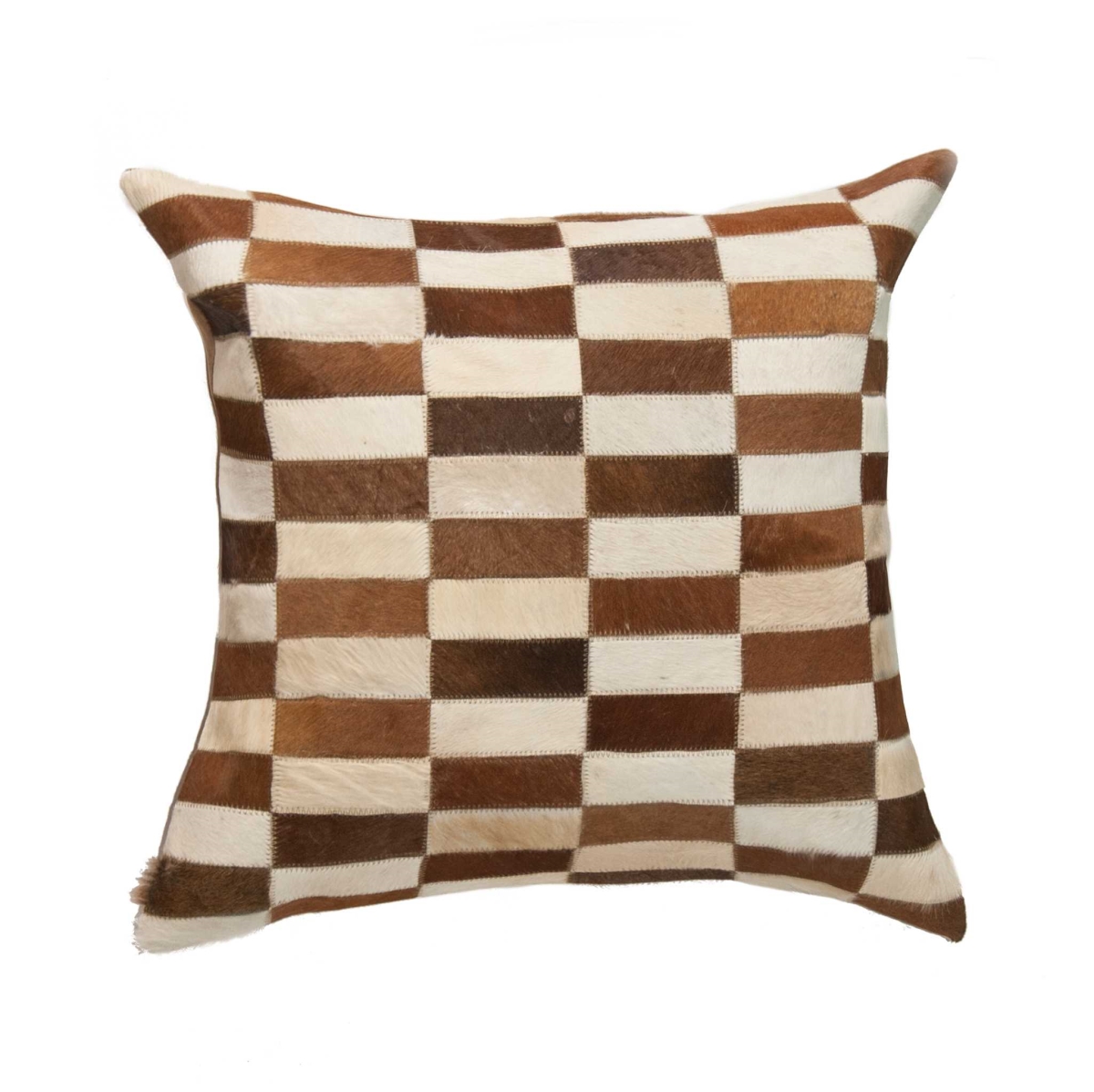 Home Roots Beddings 332303 Torino Classic Large Linear Cowhide Pillow, Brown & White - 22 X 22 In.