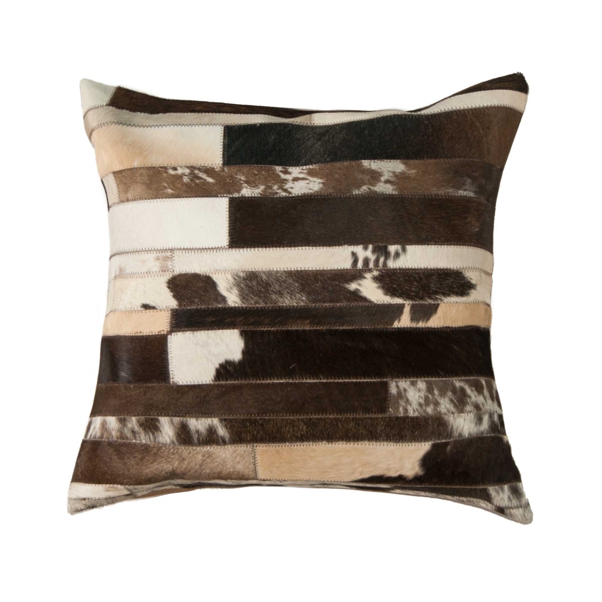 Home Roots Beddings 332306 Torino Classic Large Madrid Cowhide Pillow, Chocolate & White - 22 X 22 In.
