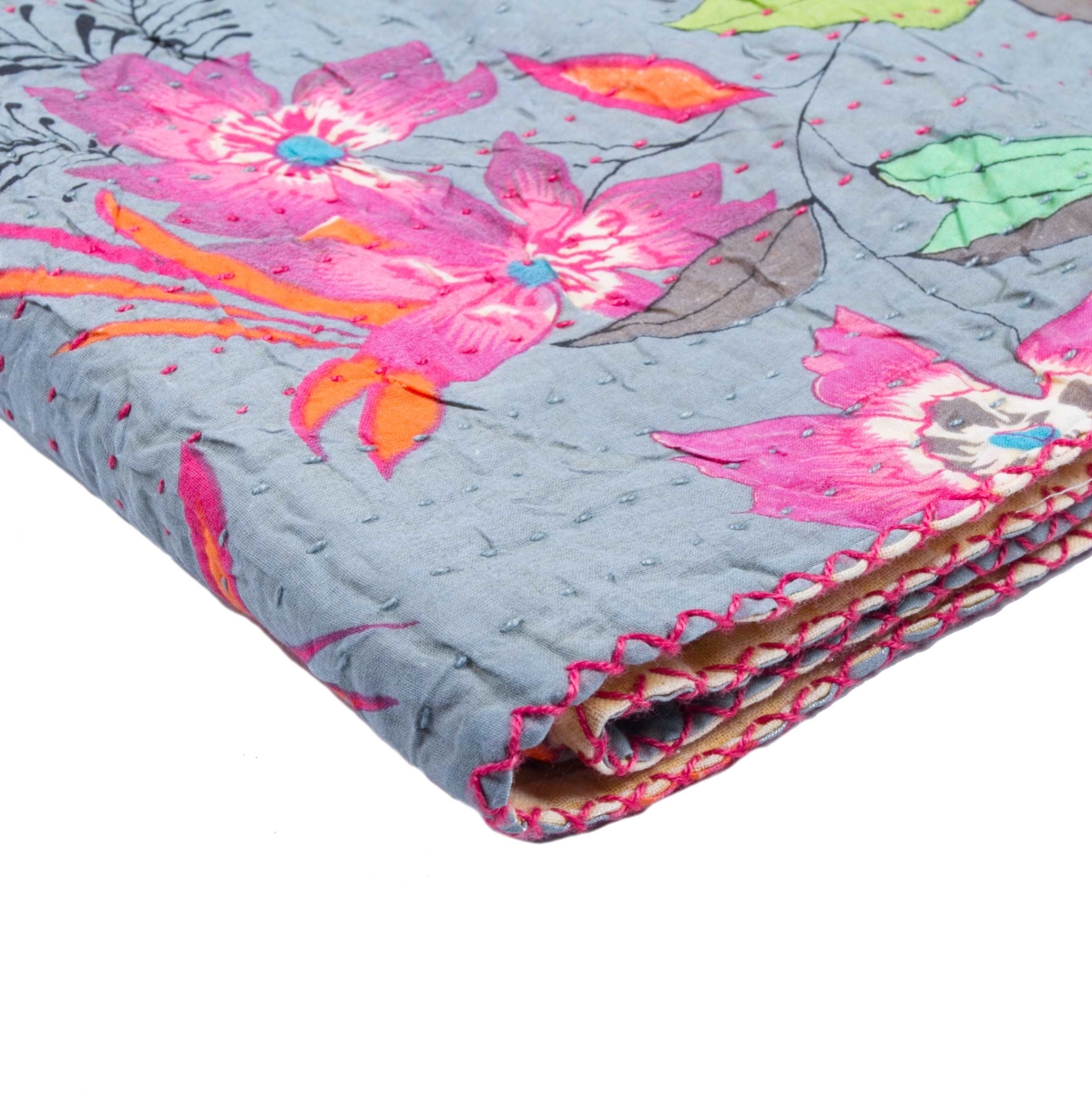 Home Roots Beddings 332335 Kantha Cotton Throw - 1117-no.03, Multicolor - 50 X 70 In.
