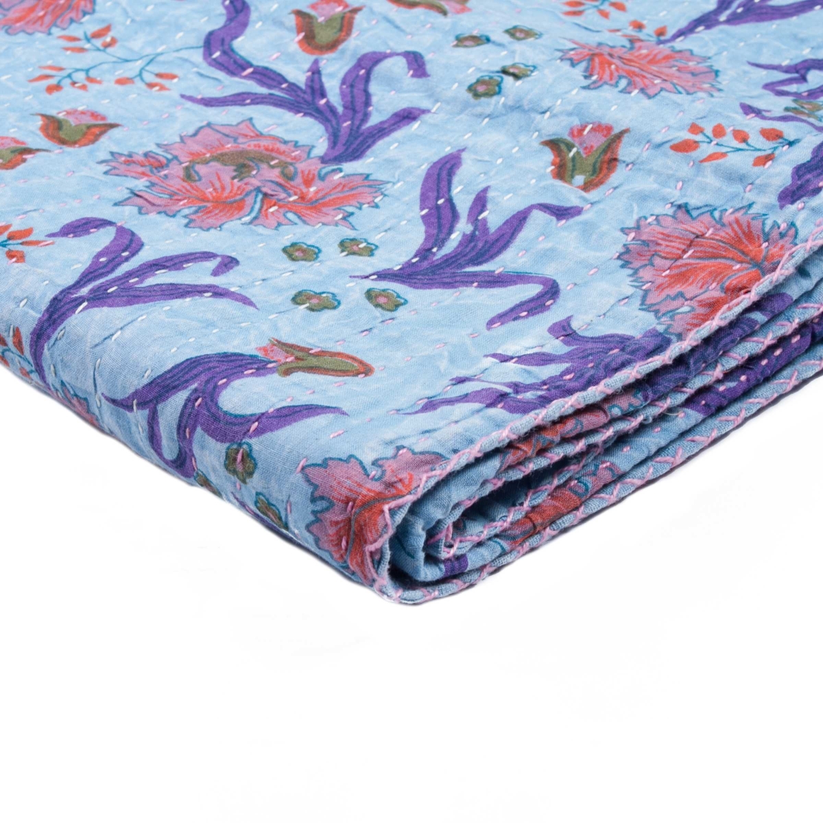 Home Roots Beddings 332342 Kantha Cotton Throw - 1117-no.21, Multicolor - 50 X 70 In.