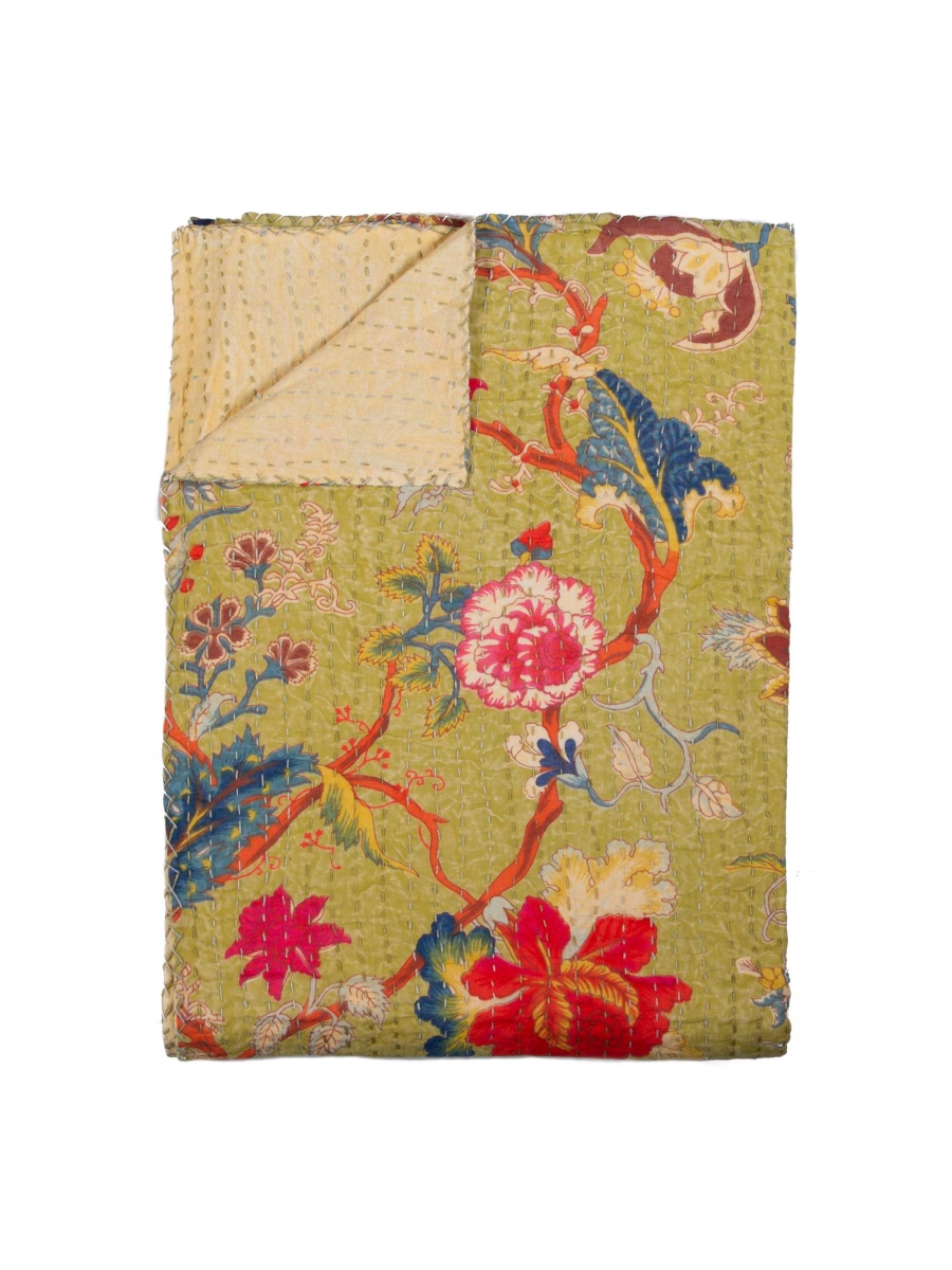 Home Roots Beddings 332347 Kantha Cotton Throw - 331, Multicolor - 50 X 70 In.