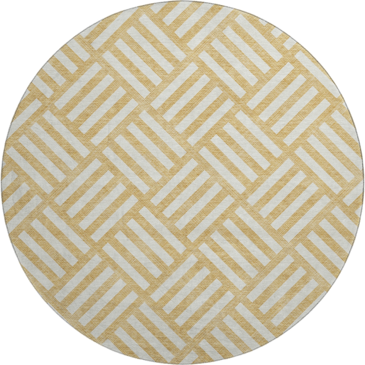 UPC 198590345967 product image for 652356 8 ft. Gold & Ivory Geometric Transitional Washable Round Area Rug with UV | upcitemdb.com