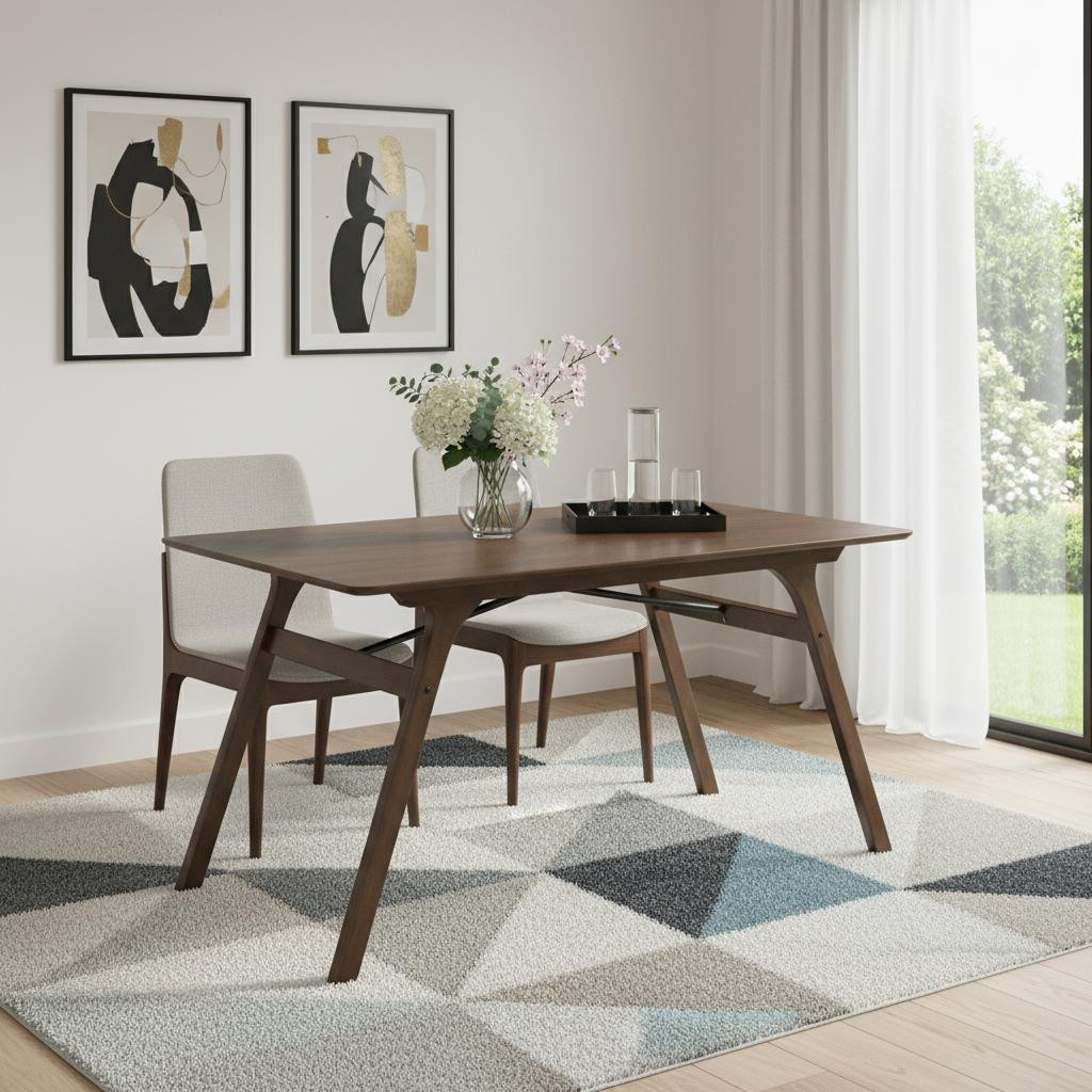 630372 59 in. Walnut Wood Dining Table