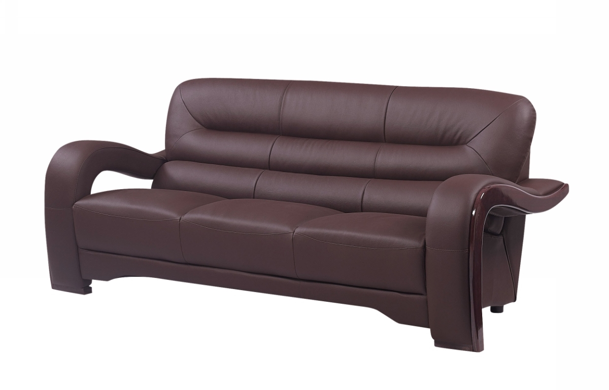 Home Roots 329511 Glamorous Leather Sofa, Brown - 36 In.