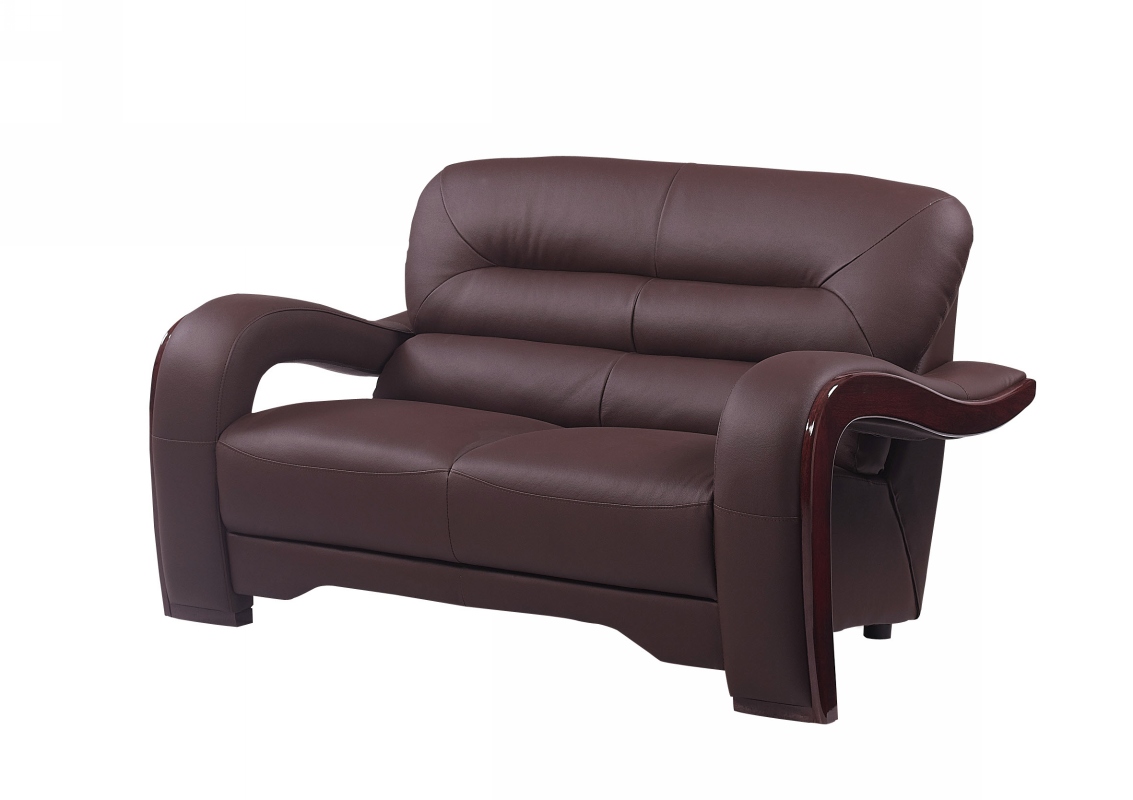 Home Roots 329512 Glamorous Leather Loveseat, Brown - 36 In.