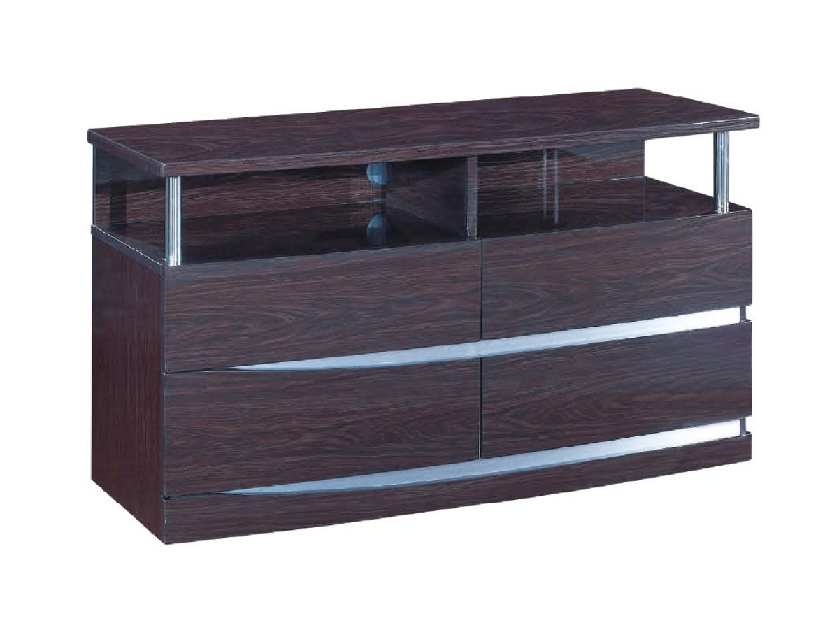 Home Roots 329625 Exquisite High Gloss Tv Entertainment Unit, Wenge - 27 In.