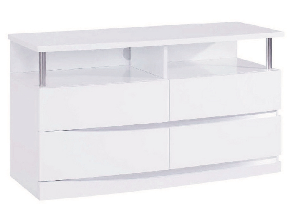 Home Roots 329630 Exquisite High Gloss Tv Entertainment Unit, White - 27 In.