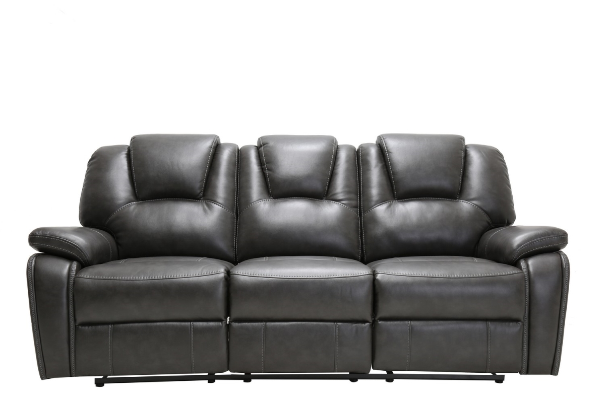 Home Roots 329707 Contemporary Leather Power Reclining Sofa, Grey - 40 In.