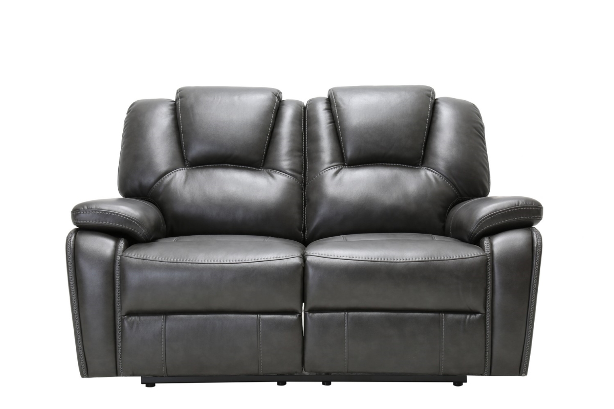 Home Roots 329708 Contemporary Leather Power Reclining Loveseat, Grey - 40 In.