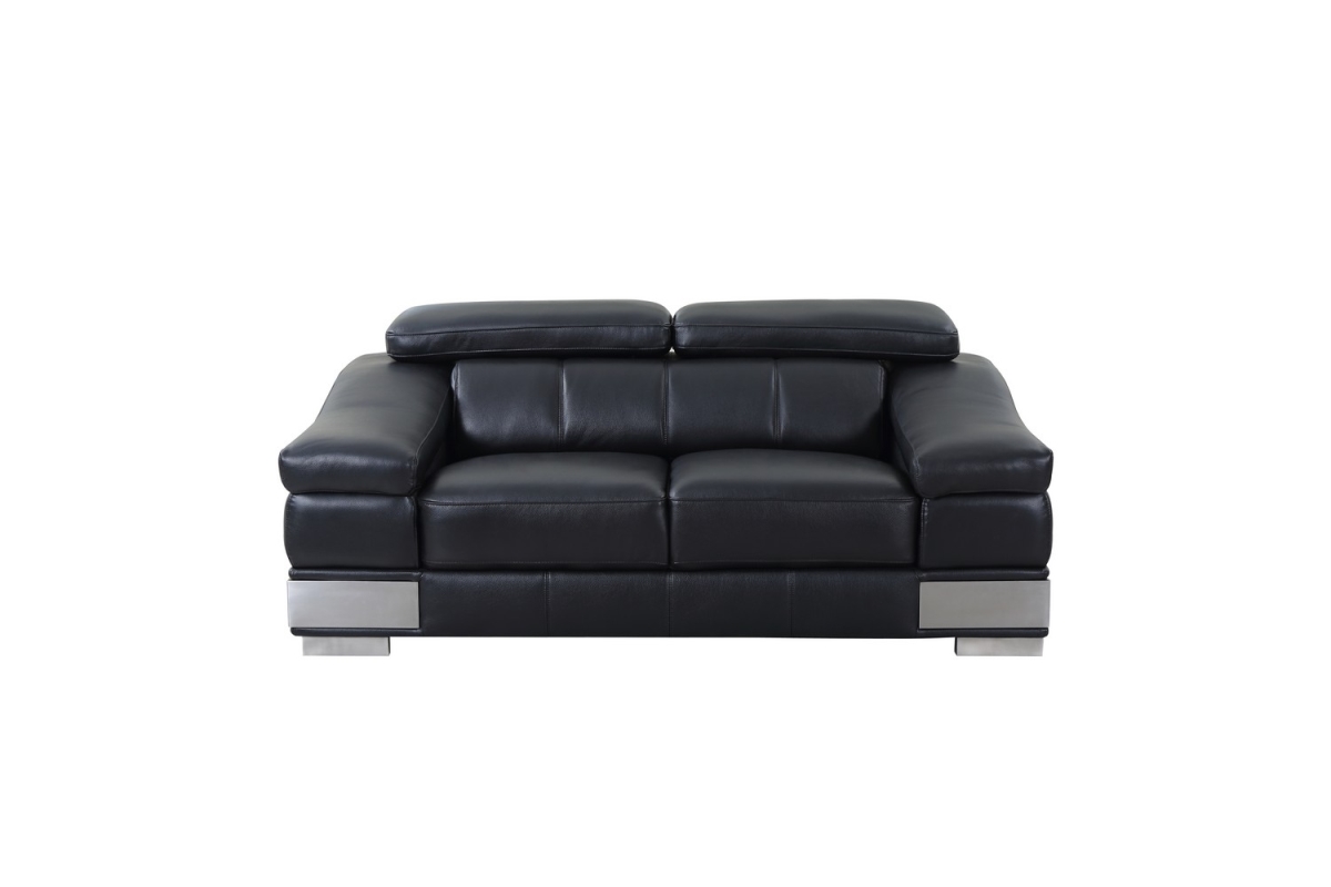 Home Roots 329714 Modern Leather Loveseat, Black - 31-39 In.