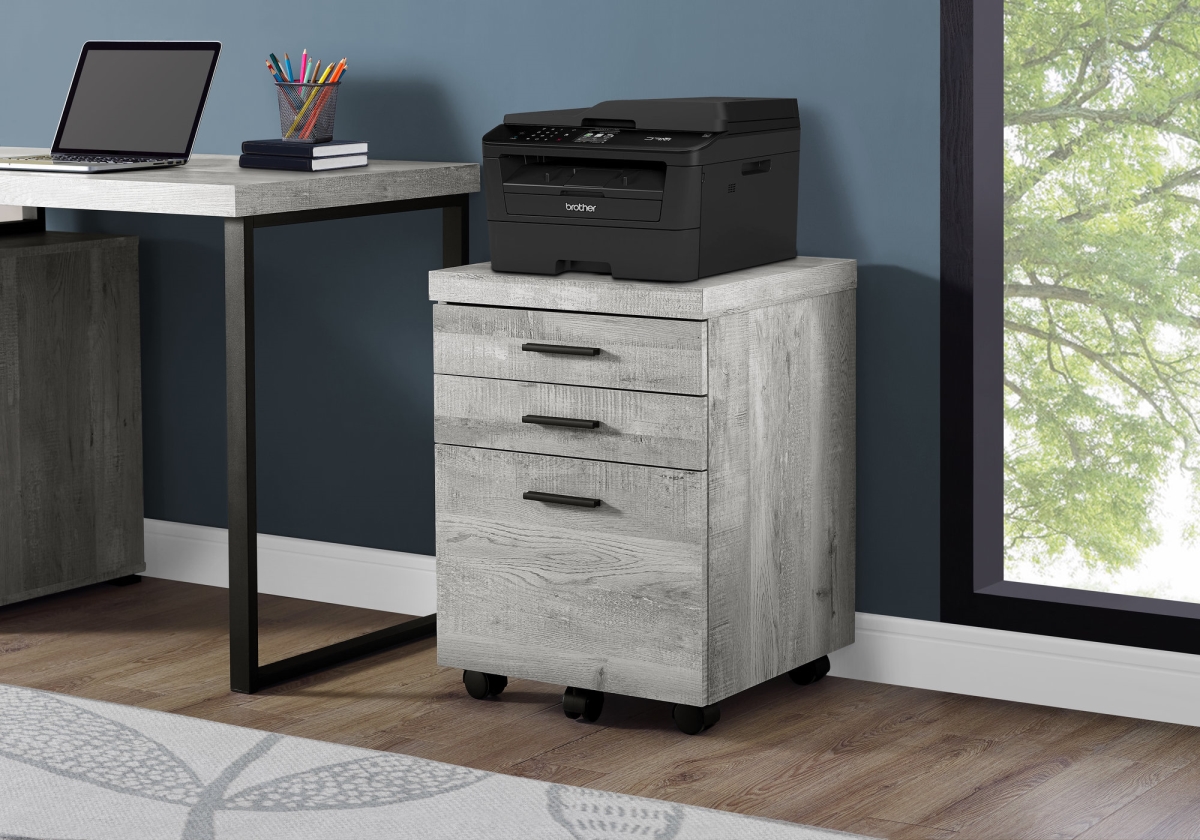 333502 25.25 In. Grey Particle Board & Mdf Filing Cabinet With 3 Drawers