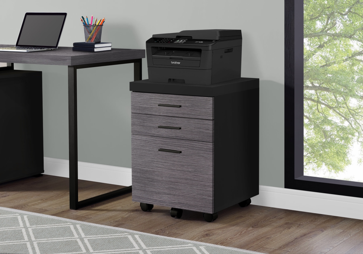 333504 25.25 In. Black Particle Board & Mdf Filing Cabinet With 3 Drawers