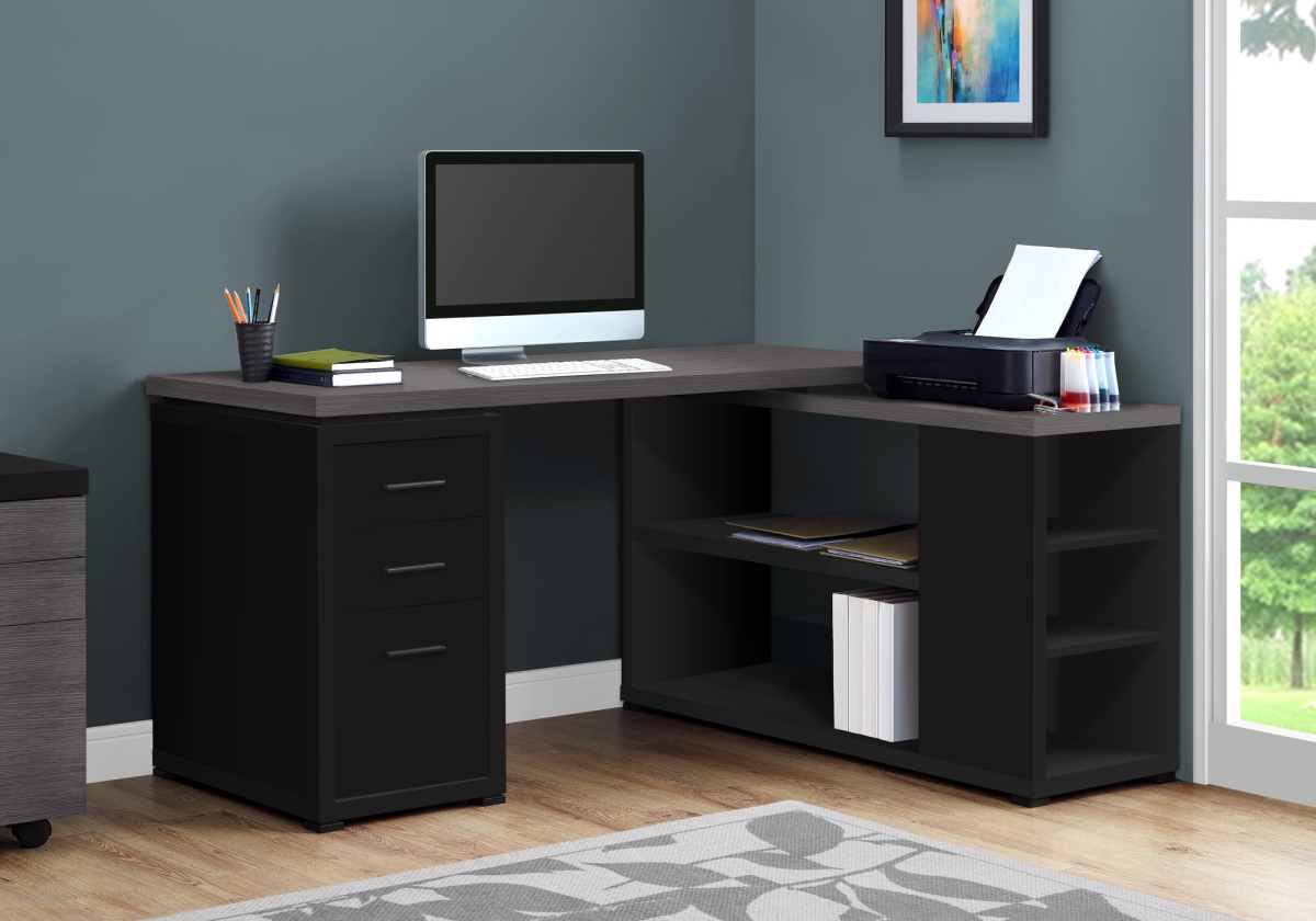 333520 29 In. Black Particle Board, Hollow Core & Mdf Computer Desk With A Grey Top