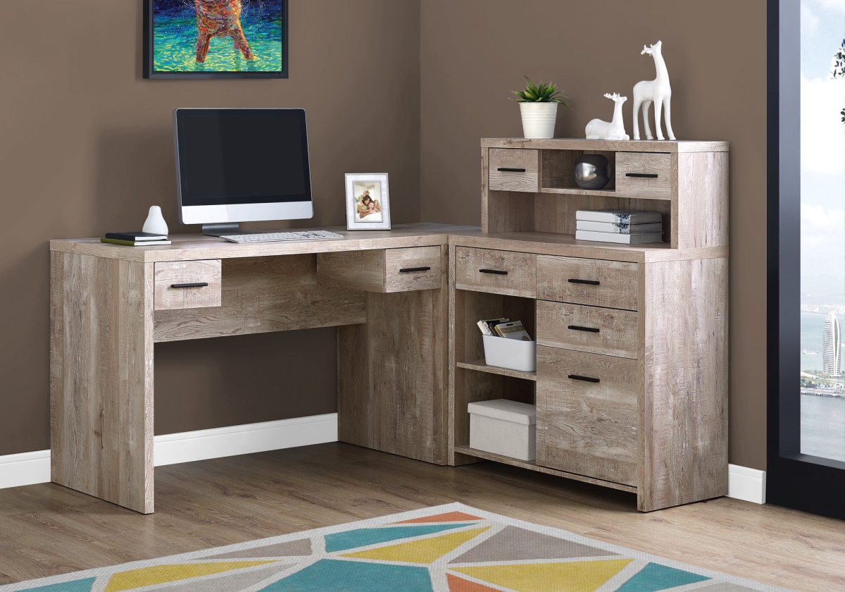 333527 44.75 In. Taupe Reclaimed Wood Particle Board, Laminate & Mdf Computer Desk