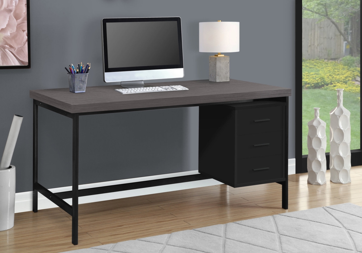 333532 31 In. Black Particle Board & Black Metal Computer Desk With A Hollow Core