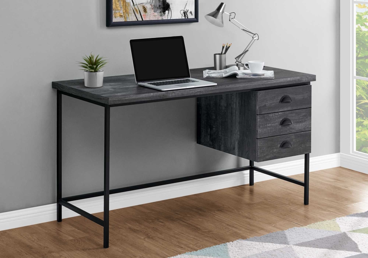 333553 30 In. Black Particle Board & Black Metal Computer Desk With A Hollow Core