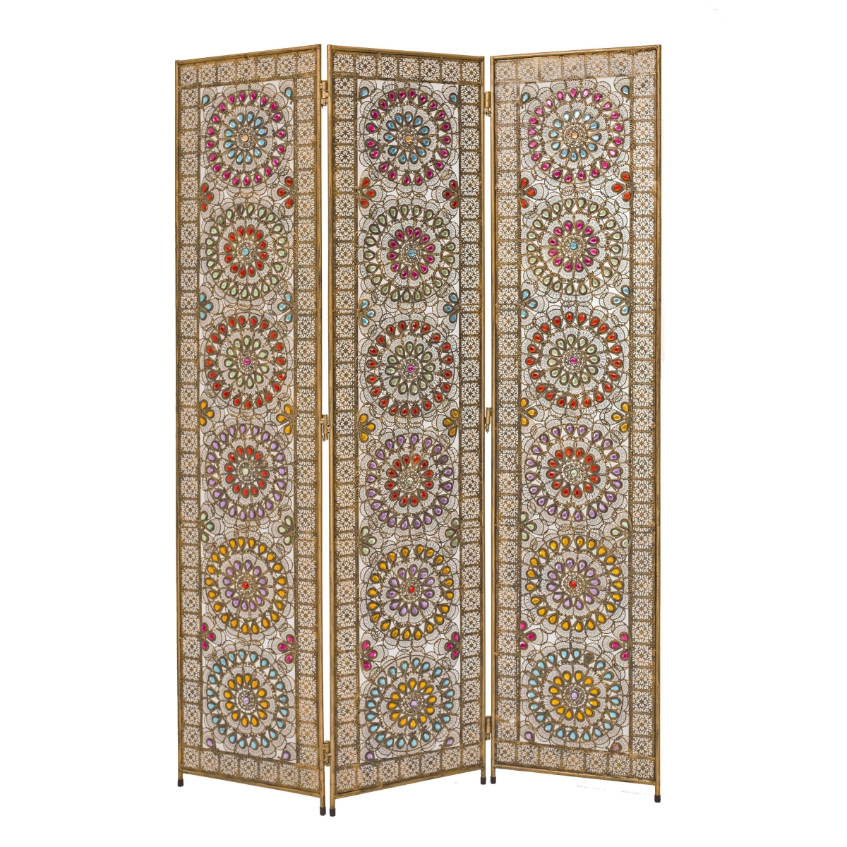 342757 68 X 1 X 48 In. Bronze Beaded Metal Mosaic Screen With 3 Panel