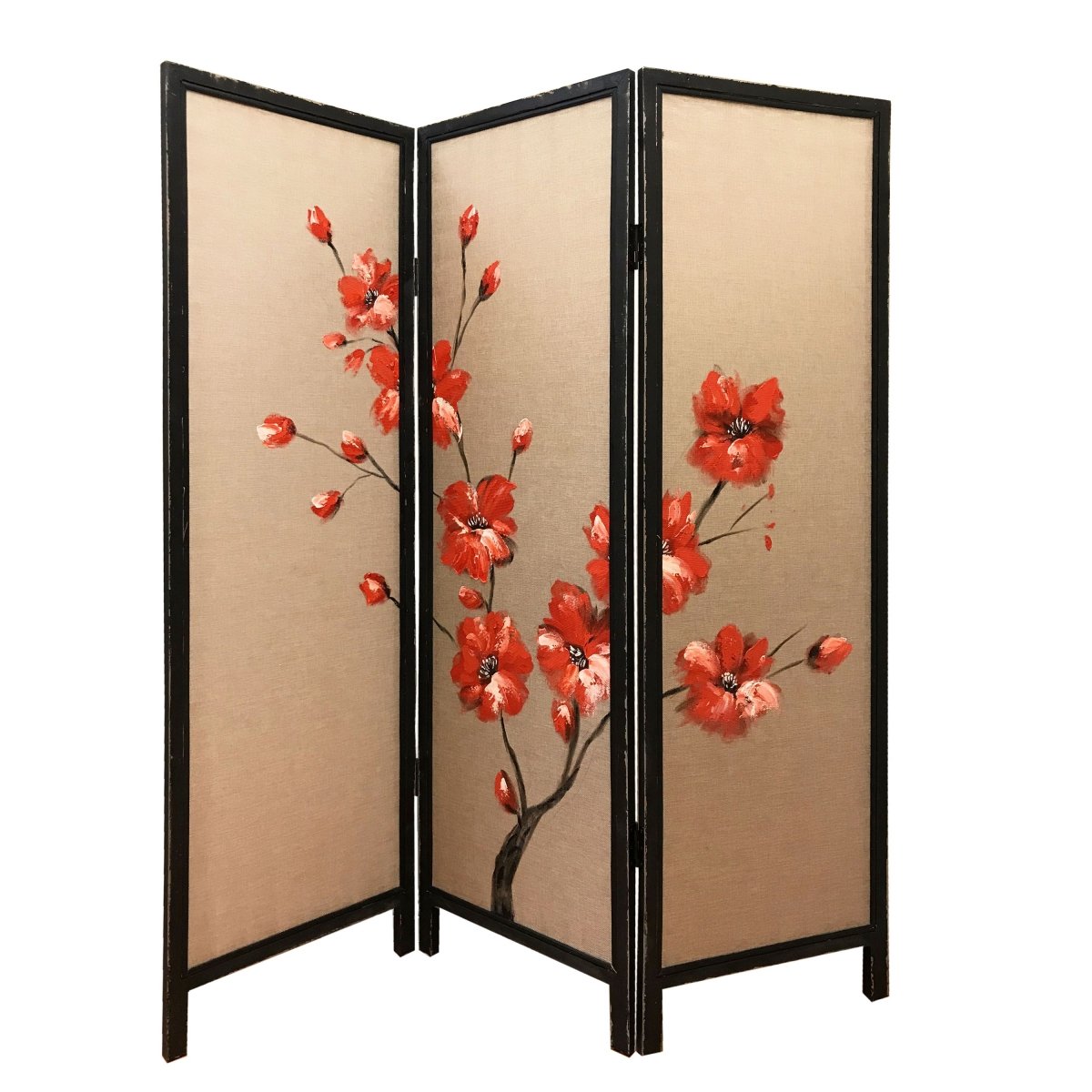 342765 60 X 1 X 63 In. Brown Fabric & Wood Blooming Screen With 3 Panel