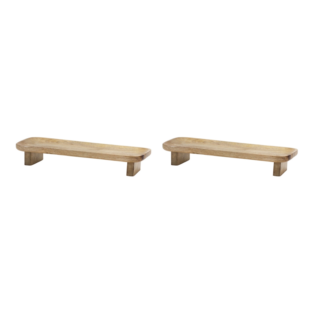 Picture of HomeRoots 592779 Natural Solid Wood Riser Trinket Tray, Set of 2