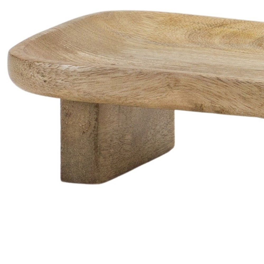 Picture of HomeRoots 592779 Natural Solid Wood Riser Trinket Tray, Set of 2