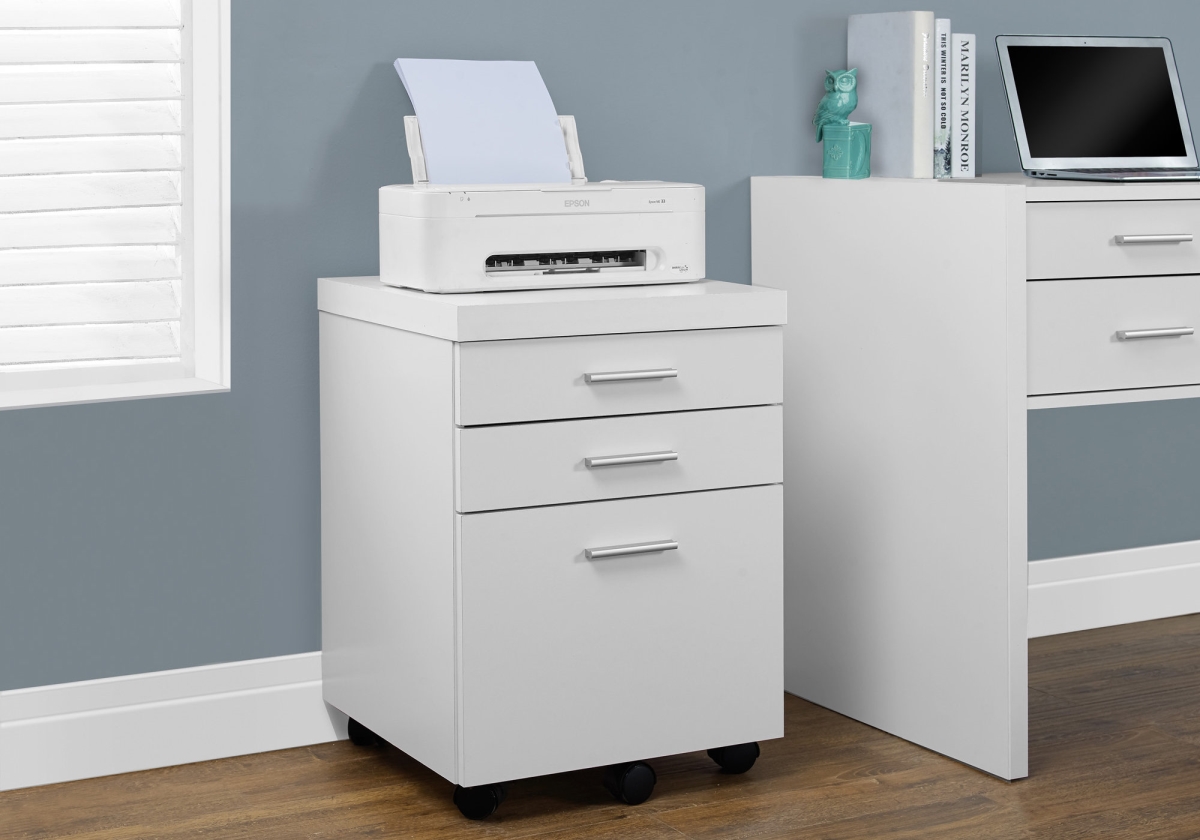 333351 26.75 In. White Particle Board & Hollow Core Filing Cabinet With 3 Drawers