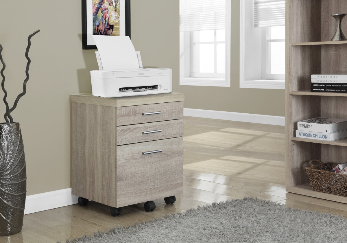333353 25.25 In. Natural Particle Board & Mdf Filing Cabinet With 3 Drawers