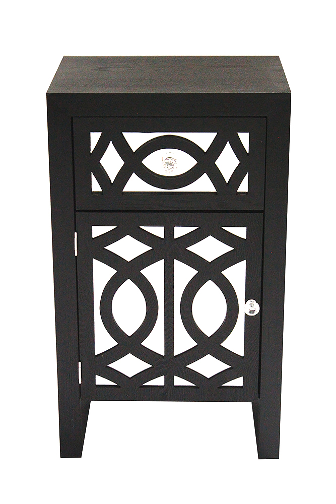 294636 Ellington 1-drawer 1-door Accent Cabinet With Carved Trellis Front & Mirror Accents