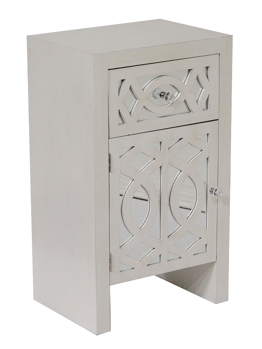 294637 Ellington 1-drawer 1-door Accent Cabinet With Carved Trellis Front & Mirror Accents