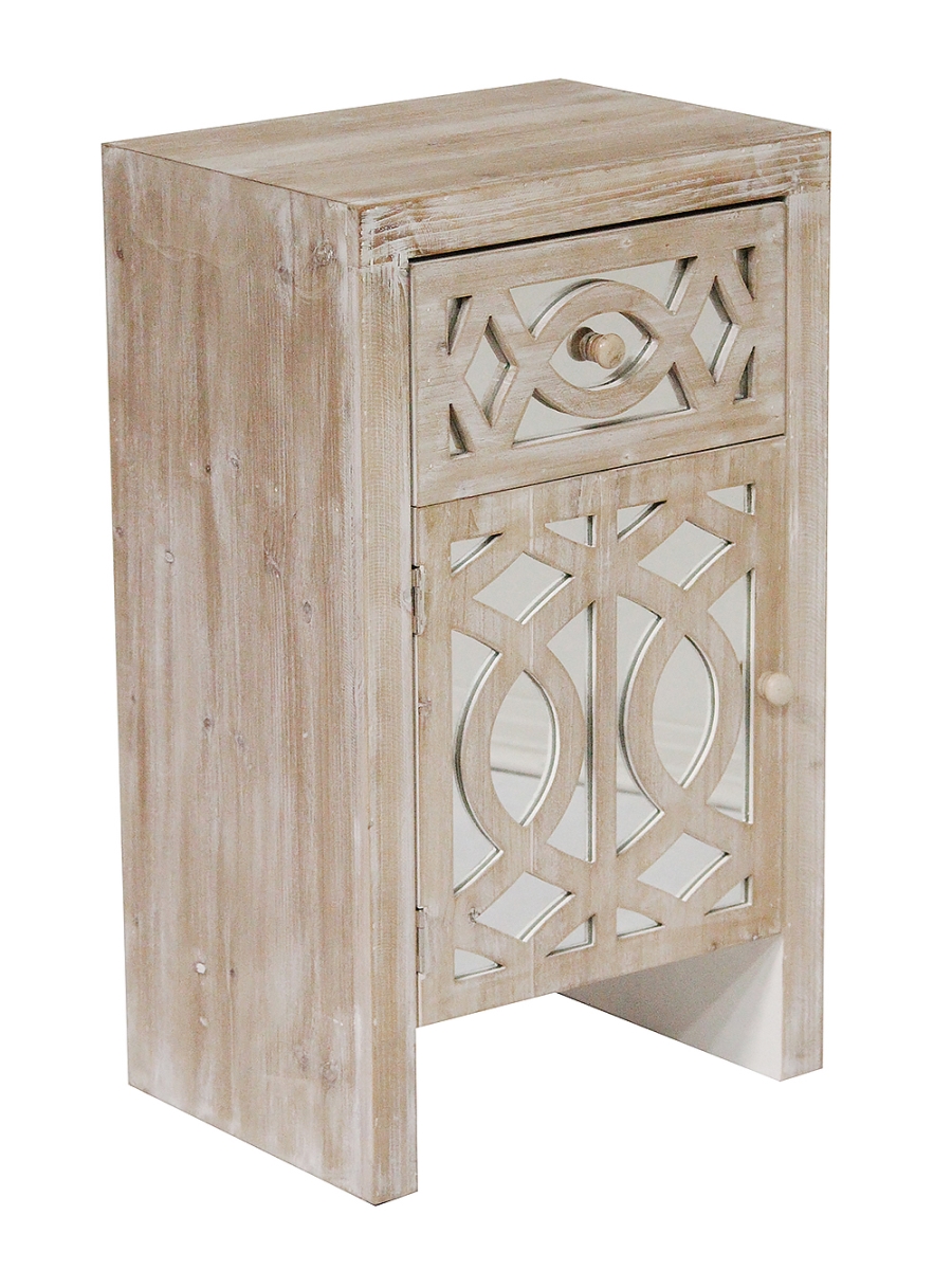 294638 Ellington 1-drawer 1-door Accent Cabinet With Carved Trellis Front & Mirror Accents