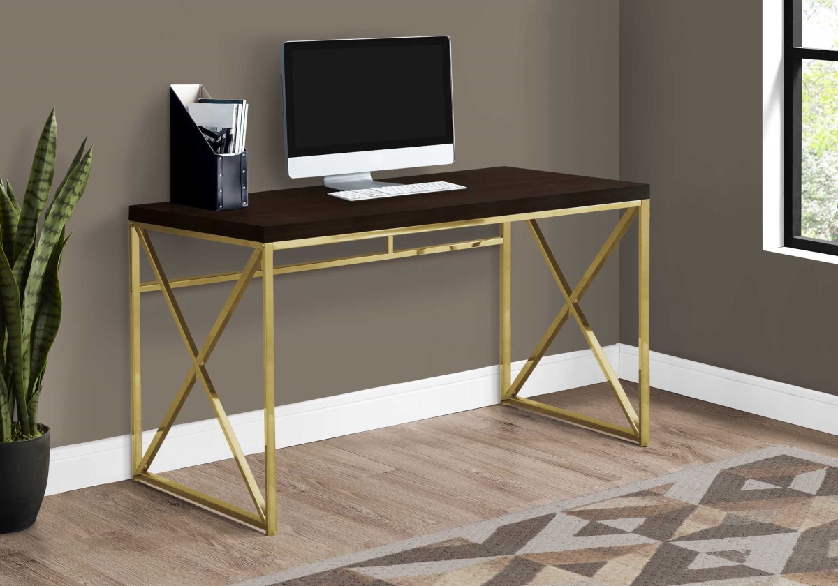 333406 29.75 In. Particle Board & Gold Metal Computer Desk